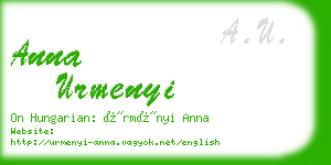 anna urmenyi business card